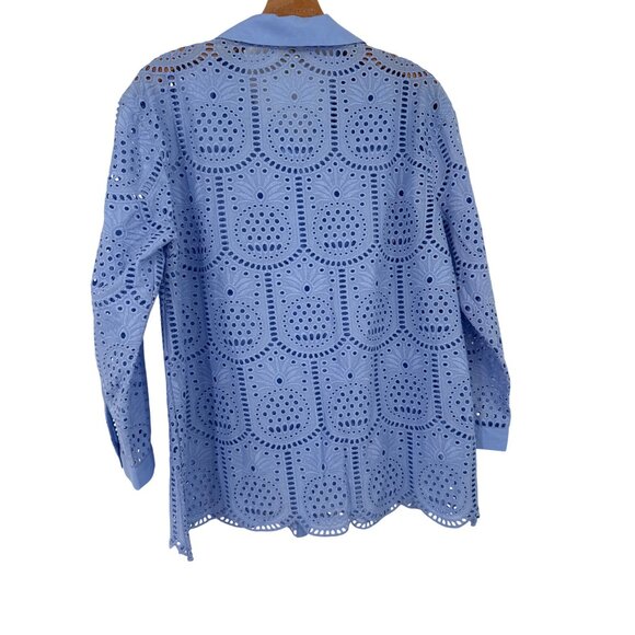 Lilly Pulitzer Gracee Pineapple Tile Eyelet Tunic Blue Shirt top size large - Picture 3 of 7